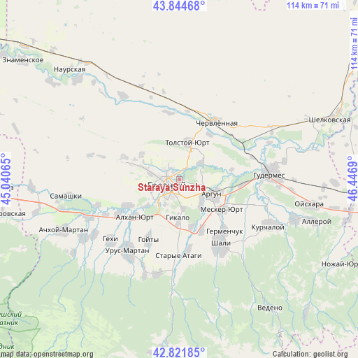 Staraya Sunzha on map