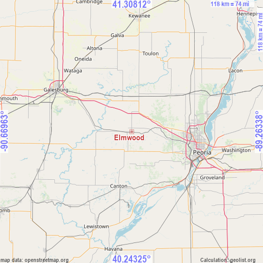 Elmwood on map