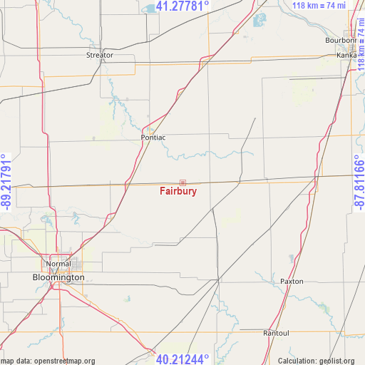 Fairbury on map