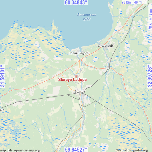 Staraya Ladoga on map