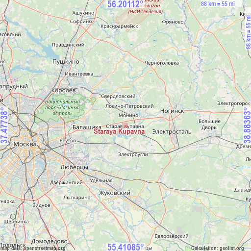 Staraya Kupavna on map