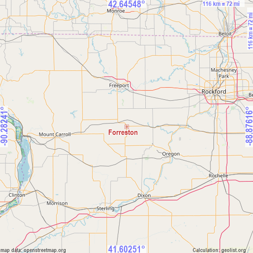 Forreston on map