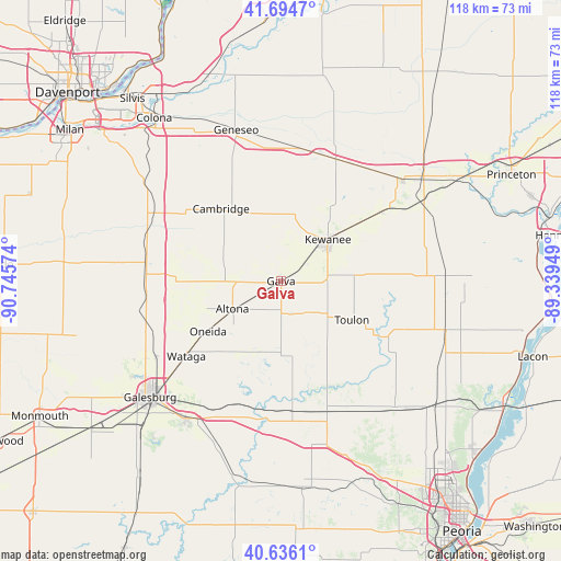 Galva on map