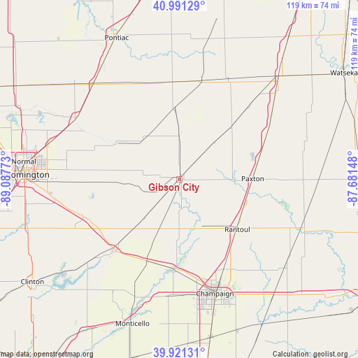 Gibson City on map