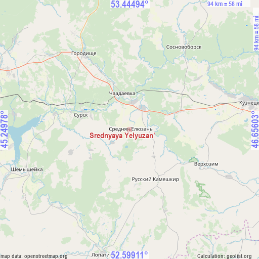 Srednyaya Yelyuzan’ on map