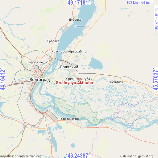 Srednyaya Akhtuba on map