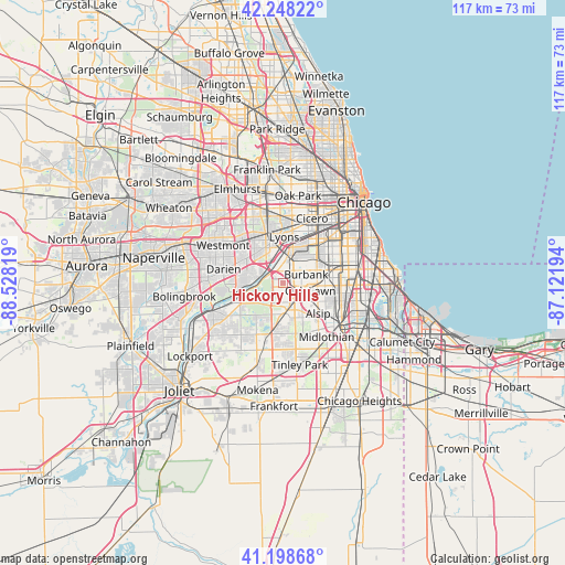 Hickory Hills on map