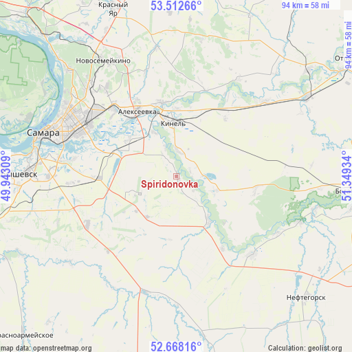 Spiridonovka on map