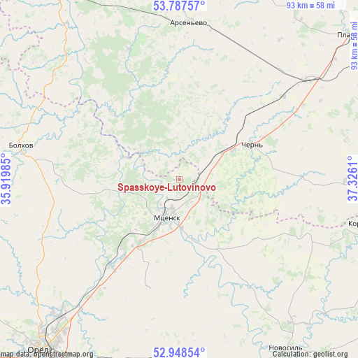 Spasskoye-Lutovinovo on map