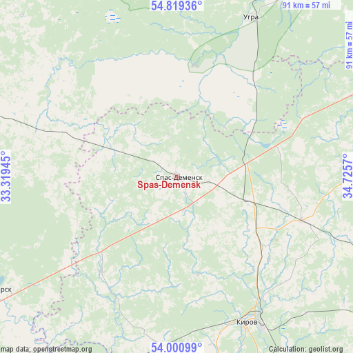 Spas-Demensk on map