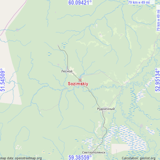 Sozimskiy on map
