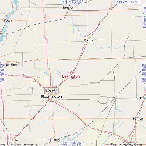 Lexington on map