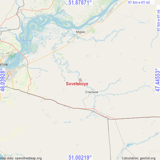 Sovetskoye on map