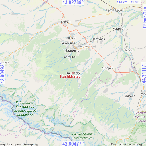 Kashkhatau on map