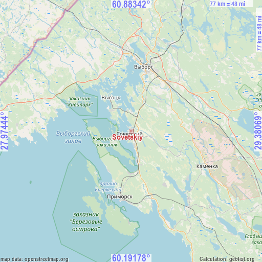 Sovetskiy on map