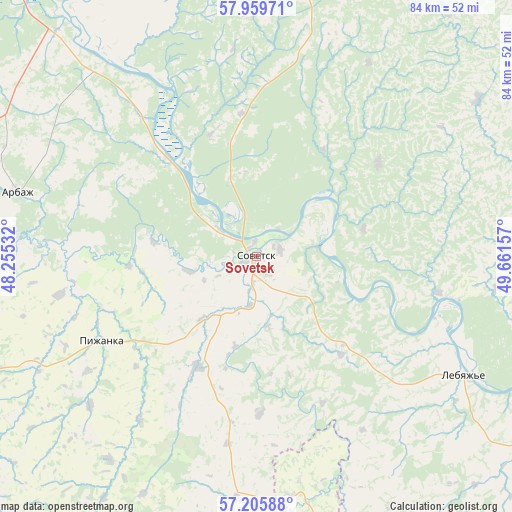 Sovetsk on map