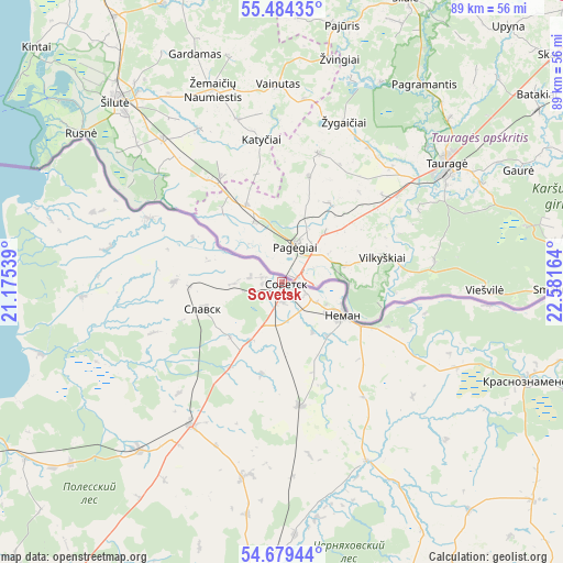 Sovetsk on map