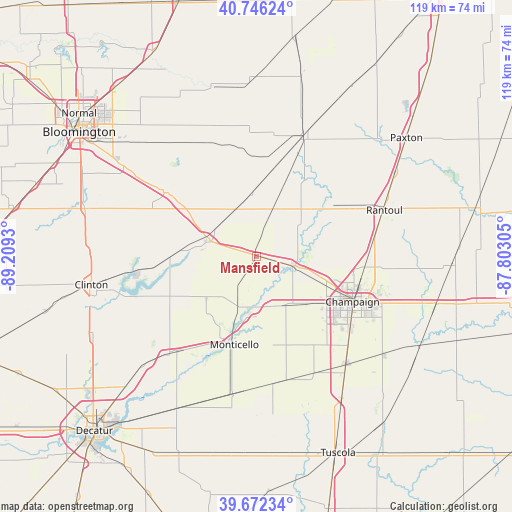 Mansfield on map
