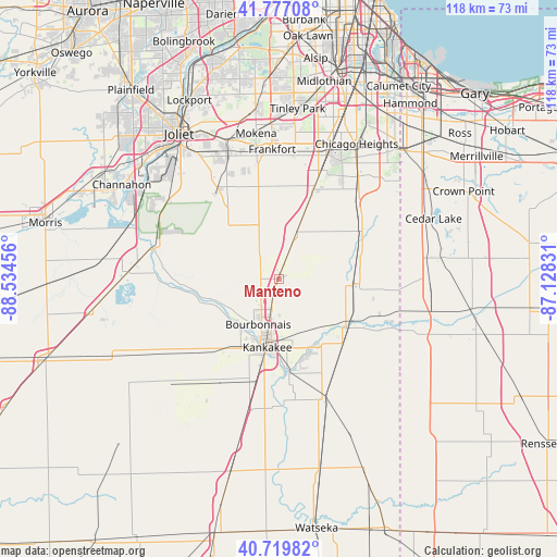 Manteno on map