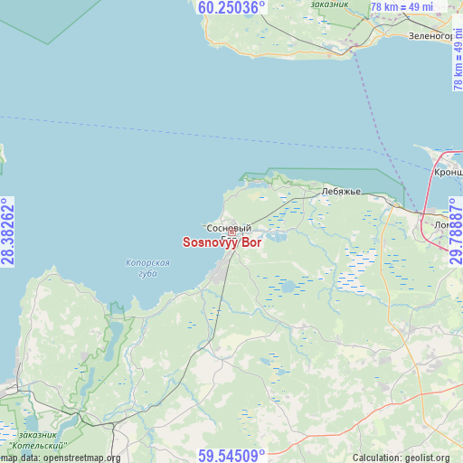 Sosnovyy Bor on map