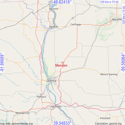 Mendon on map
