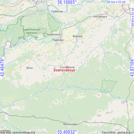 Sosnovskoye on map