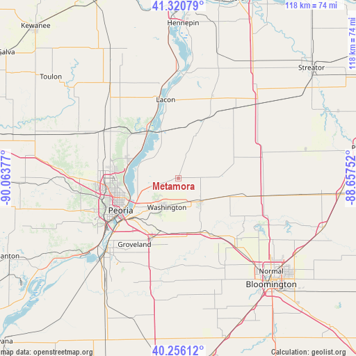 Metamora on map