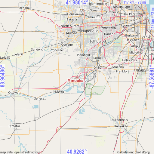 Minooka on map