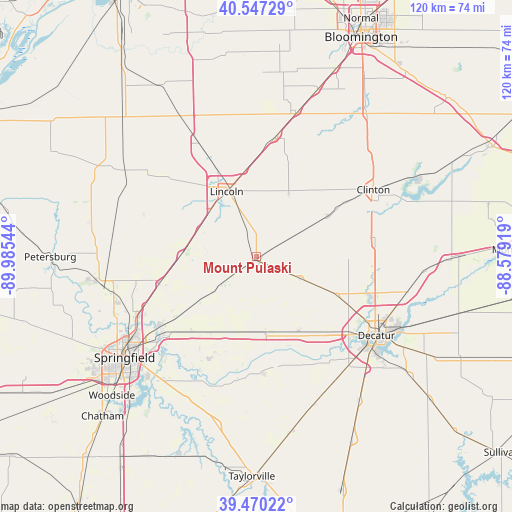 Mount Pulaski on map