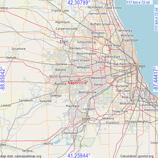 Naperville on map