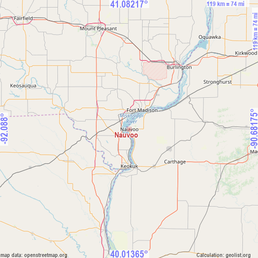 Nauvoo on map