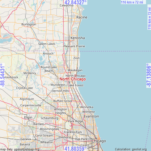 North Chicago on map