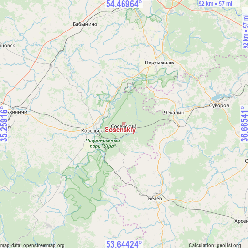 Sosenskiy on map