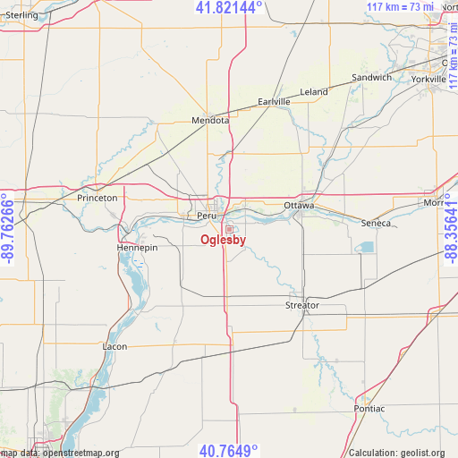 Oglesby on map