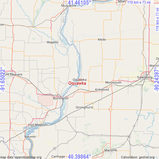 Oquawka on map