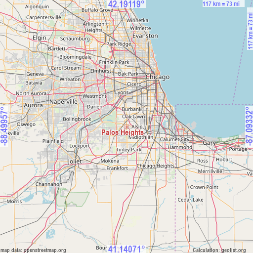 Palos Heights on map
