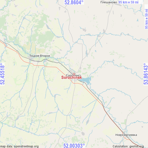 Sorochinsk on map