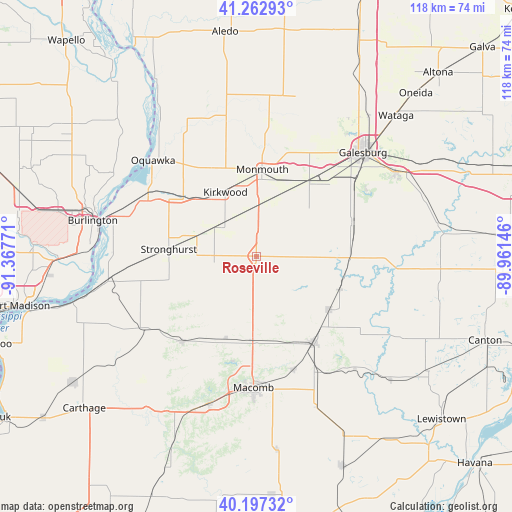 Roseville on map