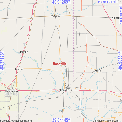 Rossville on map