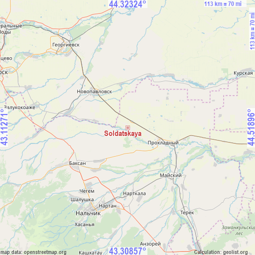 Soldatskaya on map