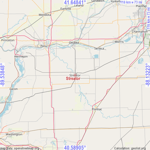 Streator on map