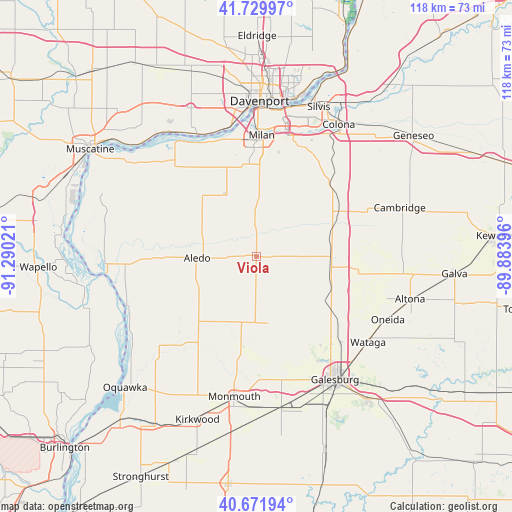 Viola on map