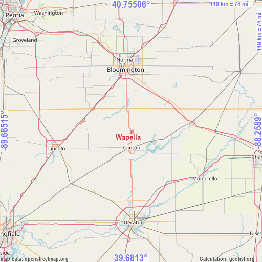 Wapella on map