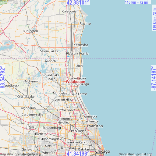 Waukegan on map