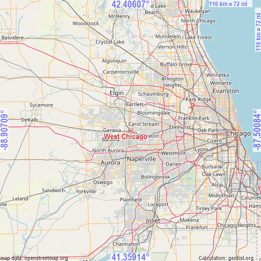 West Chicago on map