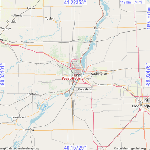 West Peoria on map