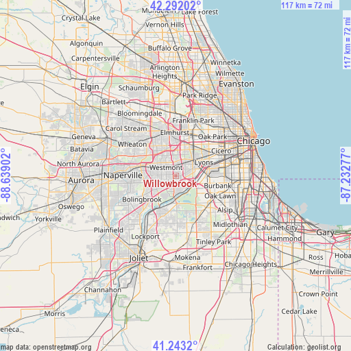 Willowbrook on map