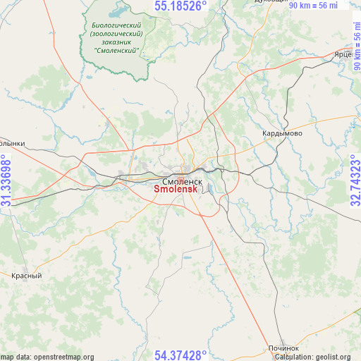 Smolensk on map