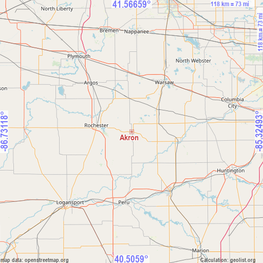 Akron on map