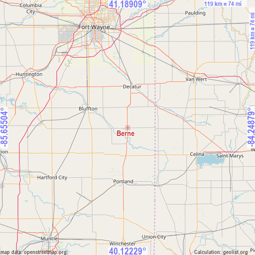 Berne on map